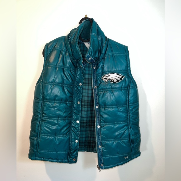 PINK Victoria's Secret Jackets & Blazers - PINK Victoria's Secret Teal Quilted Puffer Vest with Eagles Patch